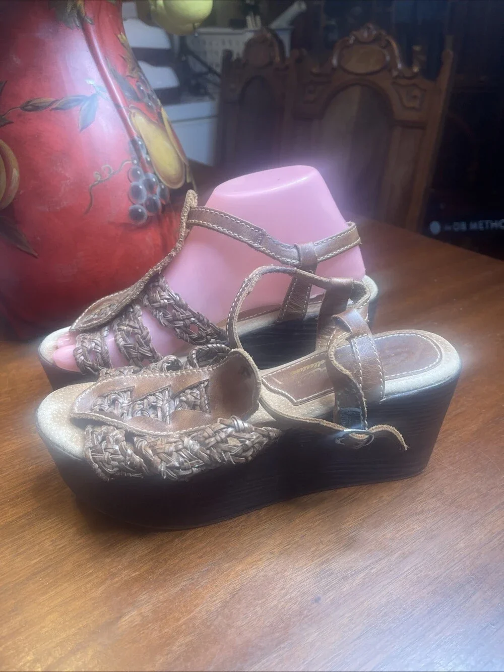 Sbicca Open toe slingback cork Women’s Platform Wedges Leather 38 EU 7.5 US